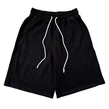 Black Paneled Sweatshorts