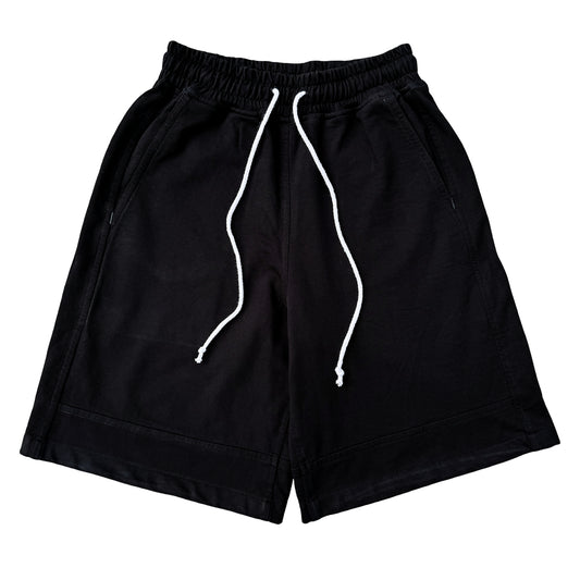 Black Paneled Sweatshorts